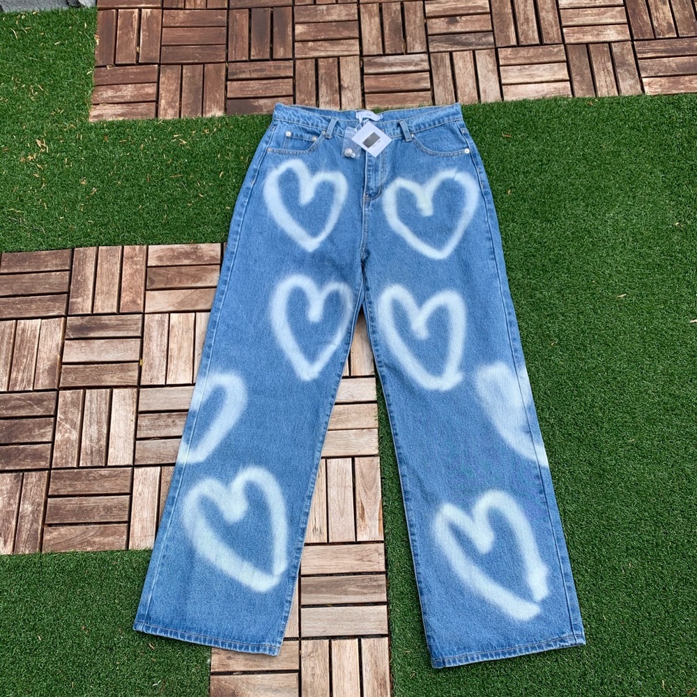 Adika heart loose denim jeans sz 32
